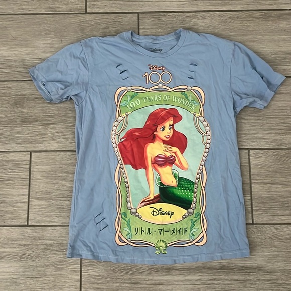 Disney Tops - Disney Her Universe 100 year anniversary Little Mermaid Distressed Tee Large